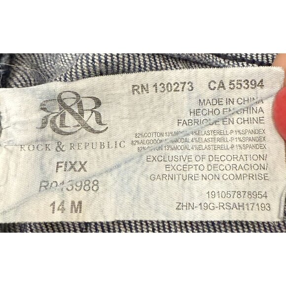 Rock & Republic Womens 14M Denim Jeans Stud Detailing Raw Hem Casual - Picture 6 of 8